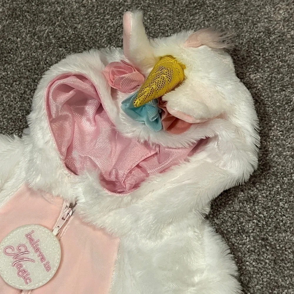 Dream Play Imagine Believe In Magic Plush Unicorn Bunting Bag w/Hood Size 3-6M